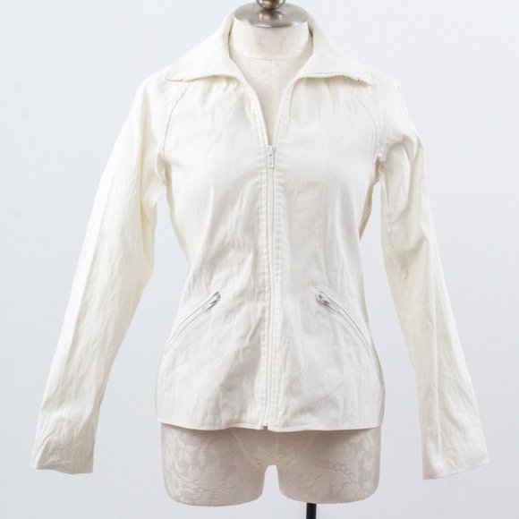 Vintage 90s S 100% Cotton Crisp Heavy Jacket White - Picture 3 of 14